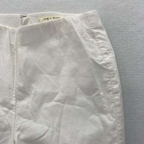 Rag & Bone Ankle Pants Women's 12 White Stretch Fabric Slim Leg Zip Up Waistband - Picture 3 of 14